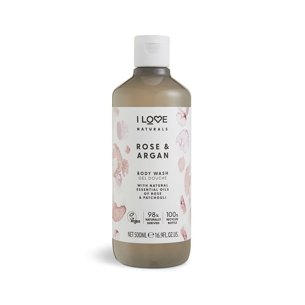 I Love, Naturals Collection, Vegan, Hidratant, Trandafir și Argan, Gel de duș, 500 ml - Olmarkt