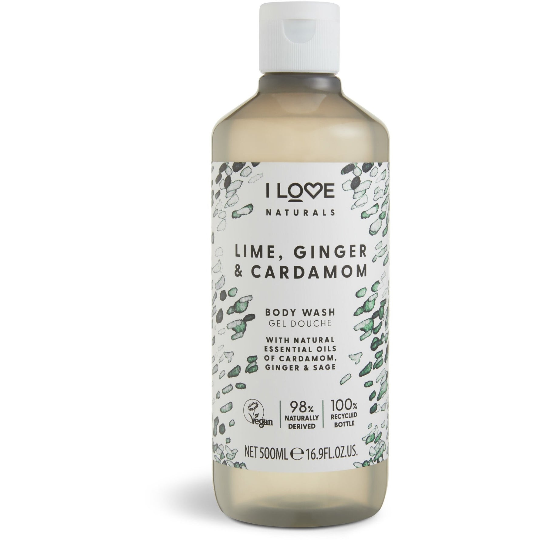 I Love, Naturals Collection, Vegan, Hrănitor, Lămâie verde, ghimbir & cardamom, Gel de duș, 500 ml - Olmarkt