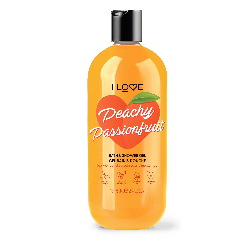 I Love, Peachy Passionfruit, Hidratant, Gel de duș, Pentru toate tipurile de piele, 750 ml
