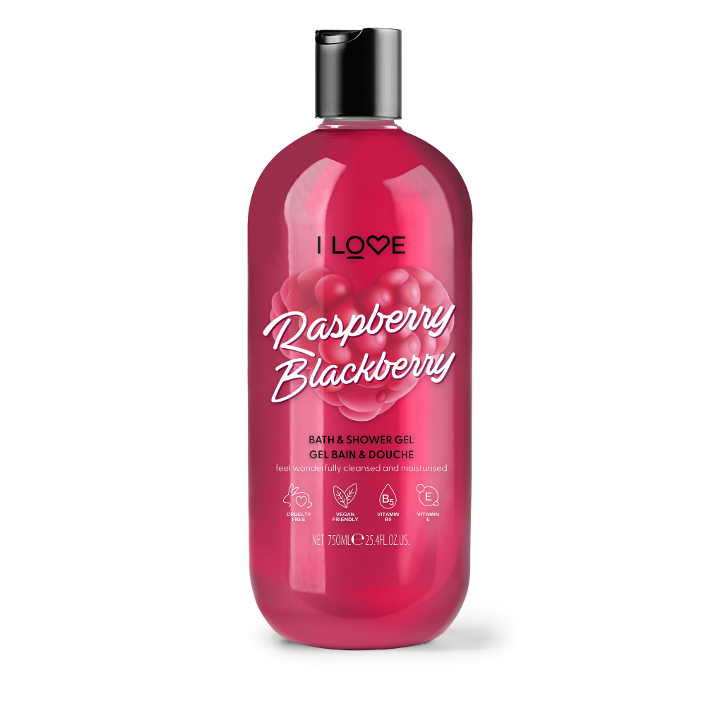I Love, Raspberry & Blackberry, Hidratant, Gel de duș, Pentru toate tipurile de piele, 750 ml