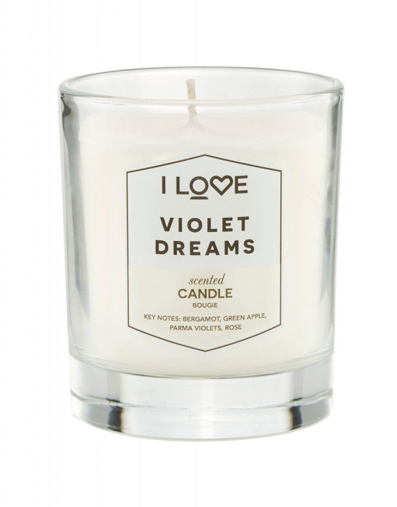 I Love, Signature Collection, Bergamotă, măr verde, violete de Parma, trandafir, Lumânare parfumată, 160 g - Olmarkt
