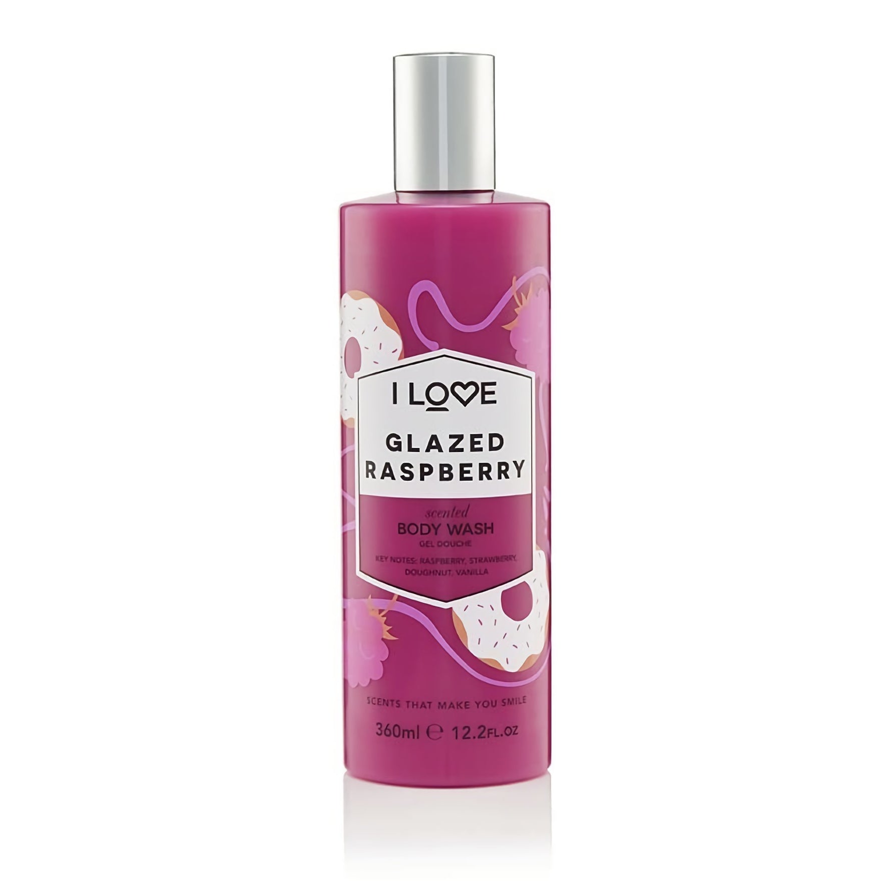 I Love, Signature Collection, Fără parabeni, Curățare, Zmeură glazurată, Gel de duș, 360 ml - Olmarkt