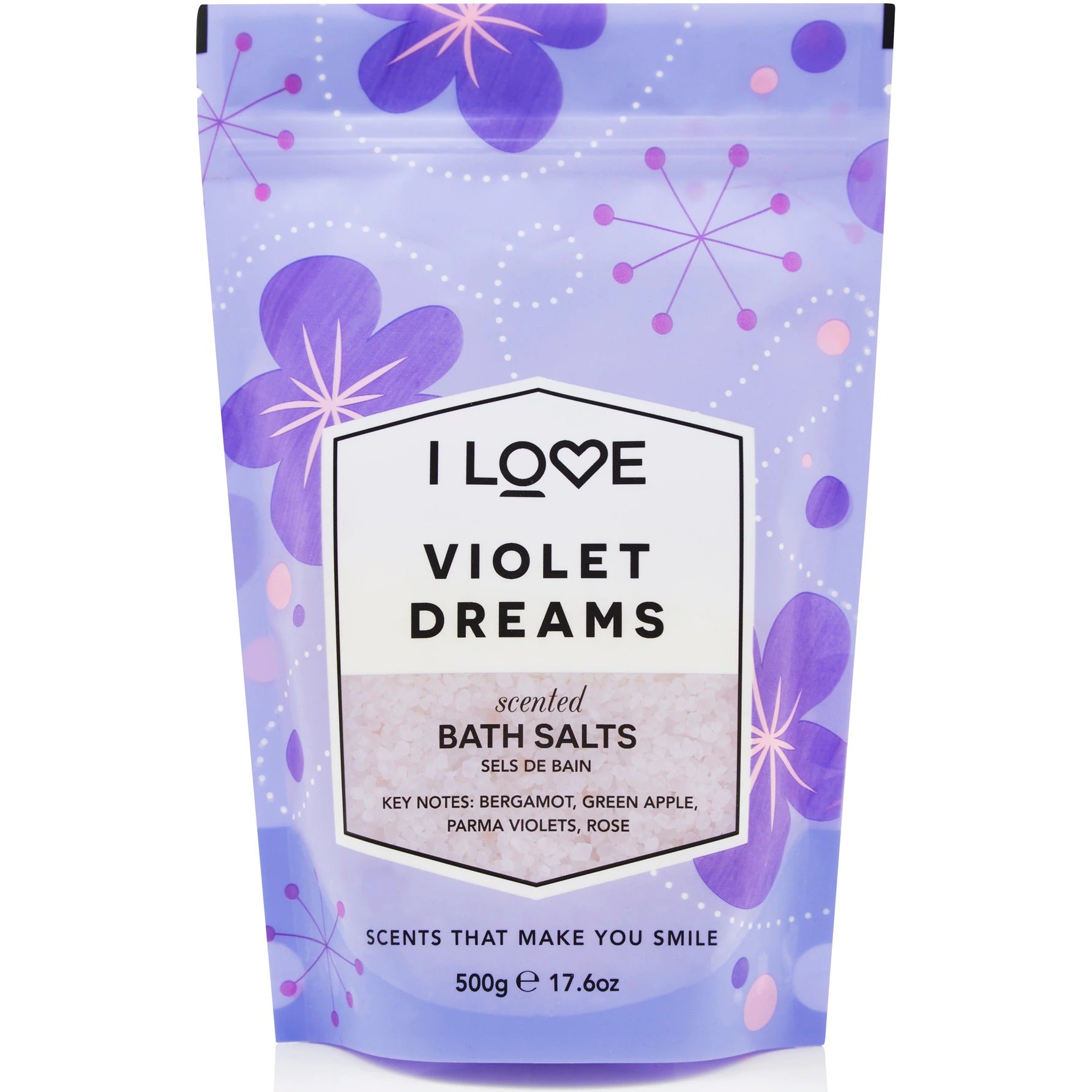 I Love, Signature Collection, Vise violet, Sare de baie, 500 g - Olmarkt