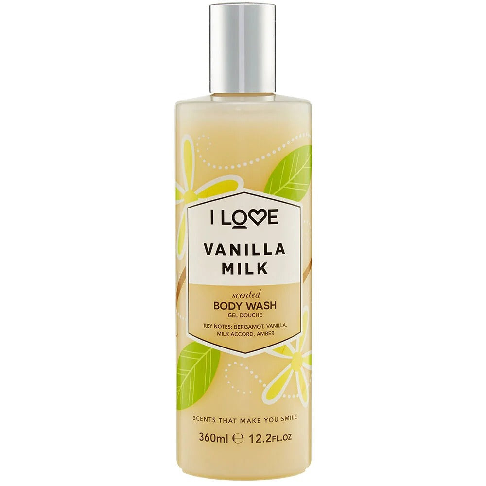 I Love, Signature Collection, Vegan, Curățare, Lapte de vanilie, Gel de duș, 360 ml - Olmarkt