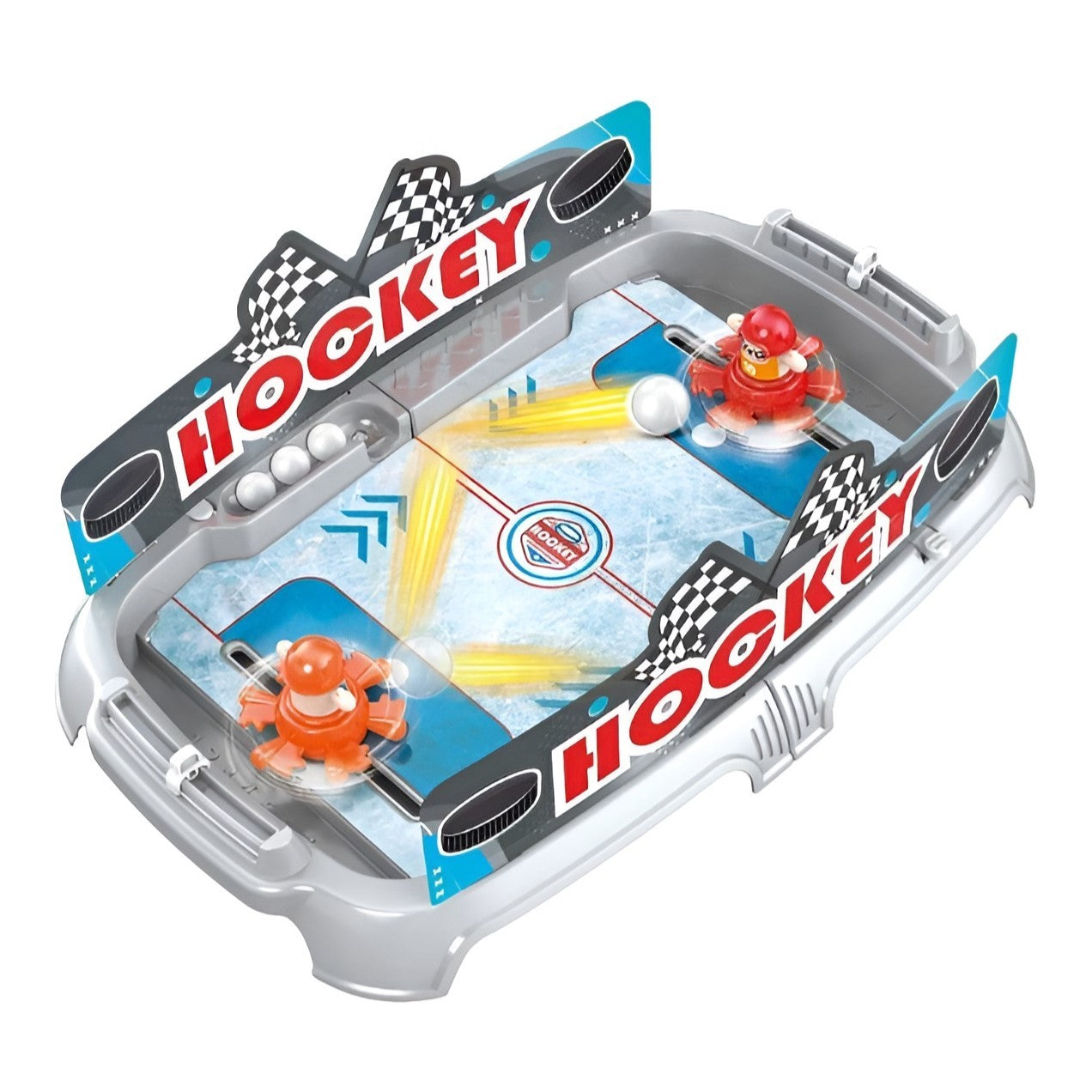 Joc de Masa Interactiv Ice Hockey pentru Copii, Flippy, 4 Mingi, Tabela Scor, 40.7x27x14.5 cm, Gri