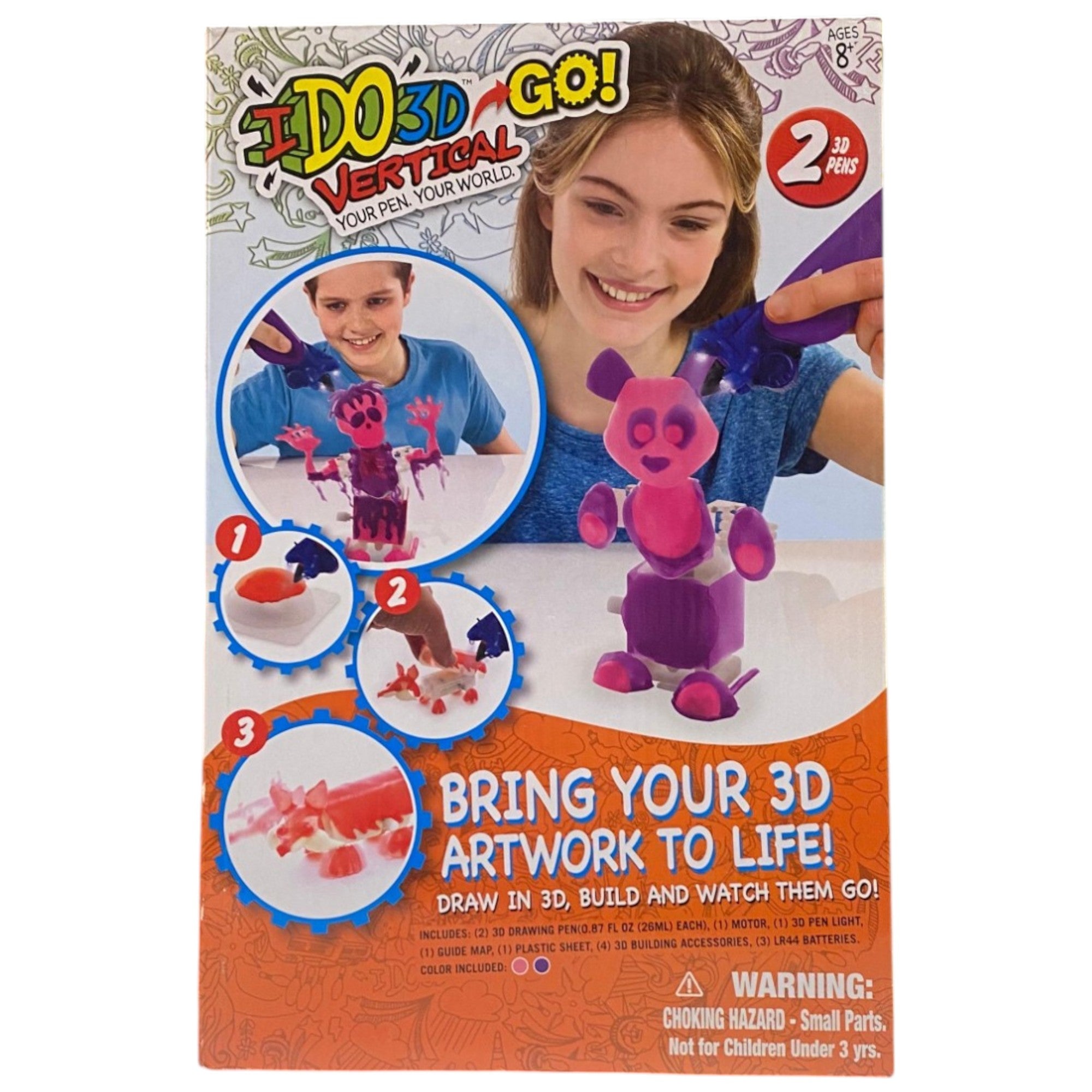 Ido3D, Bring Your 3D Artwork To Life, 2 stilouri verticale cu schimbare de culoare, Set de desen, Unisex, 8+ ani - Olmarkt
