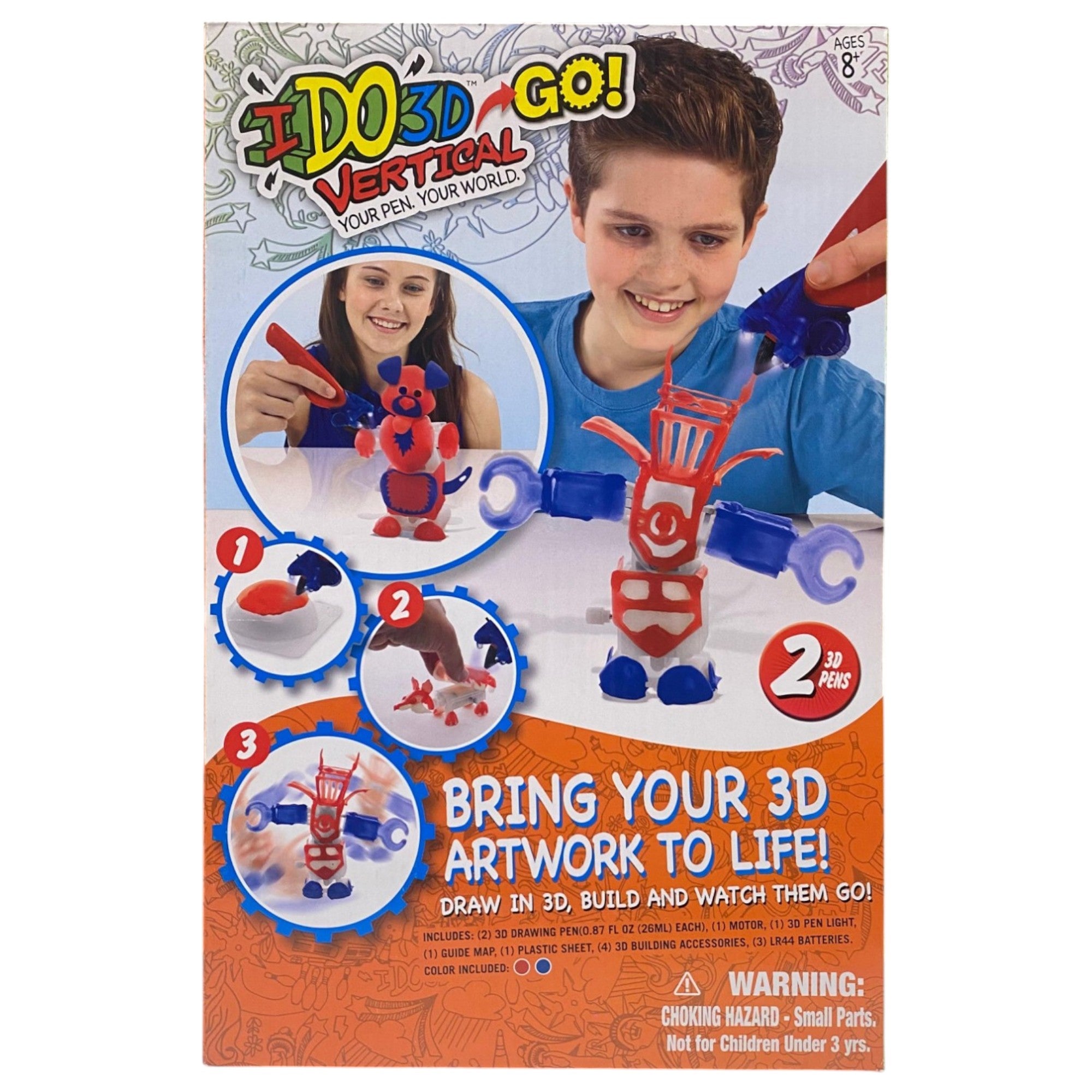 Ido3D, Go Bring Your 3D Artwork To Life, 2 stilouri verticale cu schimbare de culoare, Set de desen, Unisex, 8+ ani - Olmarkt