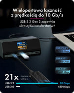 Stație de andocare IB-DK2300-CH 11 în 1, USB, HDMI, 100W PD, LAN