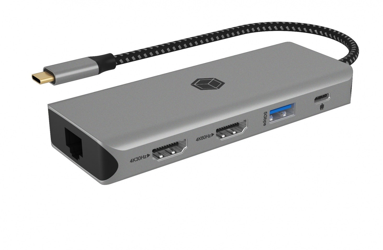 Stație de andocare IB-DK4012-CPD 9 în 1, 2x HDMI, 4K60Hz, 3xUSB, 100W PD, LAN, cititor de carduri