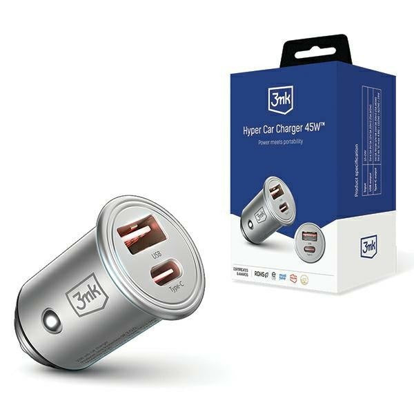 Încărcător auto 45W 1xUSB-C+USB-A