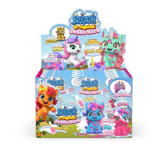 Figurine unicorni murdari pentru baie, 12 piese, afișaj