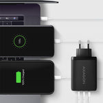 Încărcător de perete ACU-DPQ100 GaN 100W, 3 porturi (USB-A + USB-C dual) PD3.0/QC4+/PPS/Apple Negru
