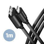 Cablu USB Micro-B BUMM3-CM10AB, USB-C 3.2 Gen 1, 1m, 3A, ALU, PVC Negru
