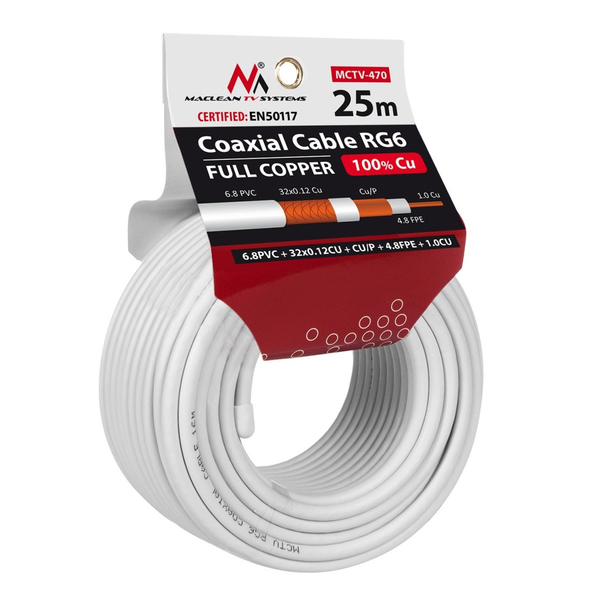 Cablu coaxial RG6 25m MCTV-470
