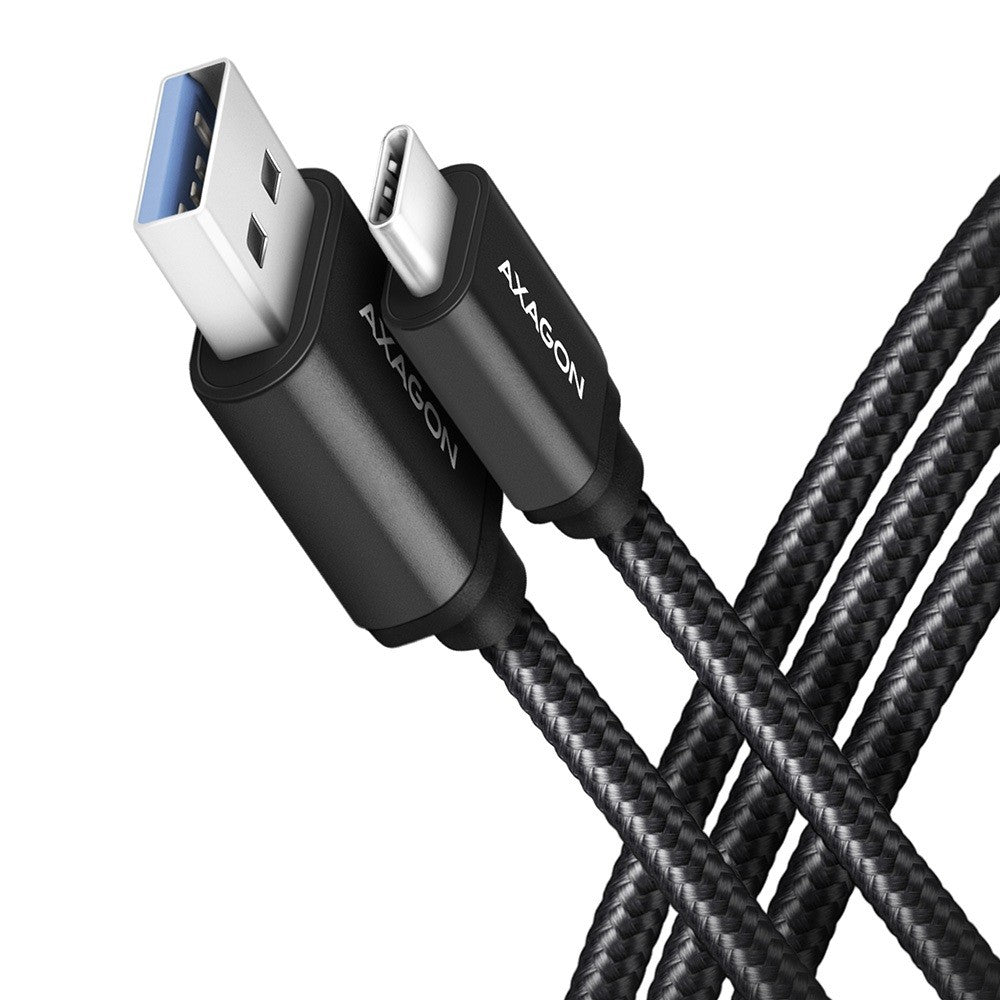 Cablu USB-C - USB-A 3.2 Gen 1 BUCM3-AM20AB, 2m, 3A, ALU, Împletit, Negru