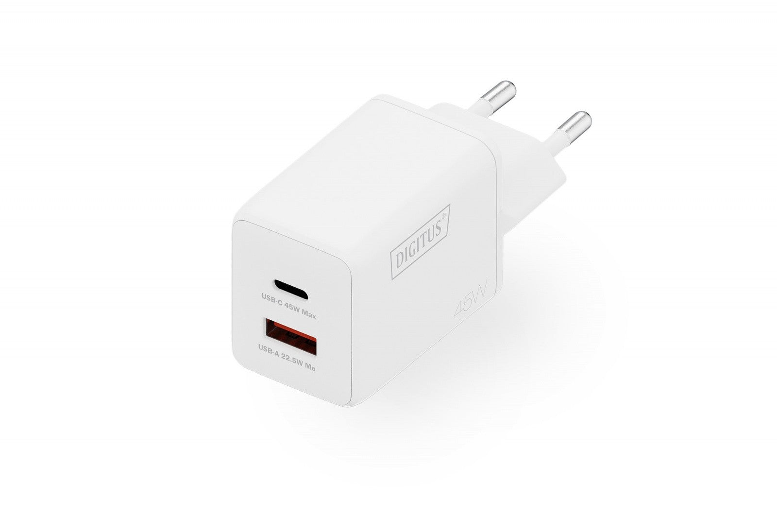 Încărcător de perete GaN II 45W | 1x USB-C, 1x USB-A | PD 3.0, QC 3.0 | Alb