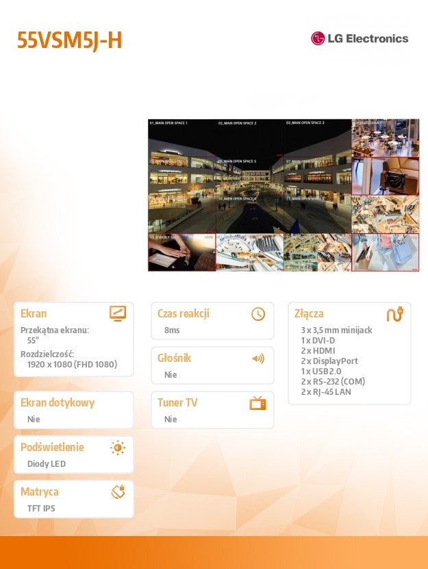 Monitor de format mare 55VSM5J-H, 55 de inci, FHD, 500cd/m2