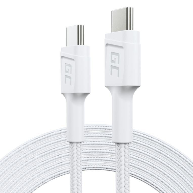 Cablu PowerStream USB-C la USB-C 2m, PD 60W, QC 3.0, Alb