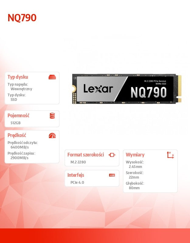Disc SSD NQ790 512MB NVMe 4x4 2280 6400/2900MB/s