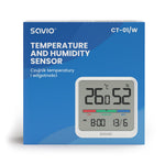 Senzor de temperatură și umiditate, pentru uz interior, ecran LCD, ceas, dată, suport magnetic, CT-01/W Alb