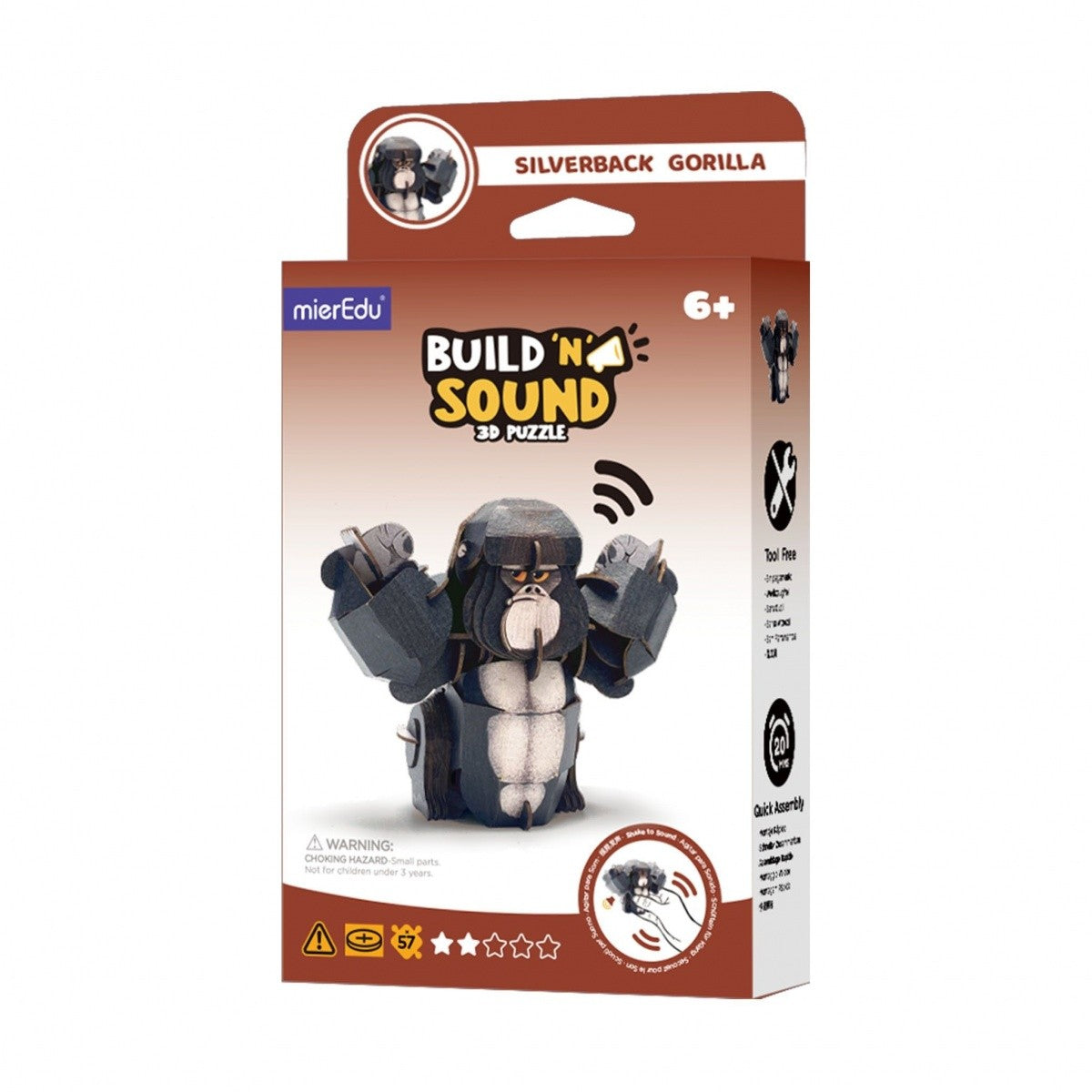 MierEdu Construiește și Ascultă Puzzle 3D - Gorilă