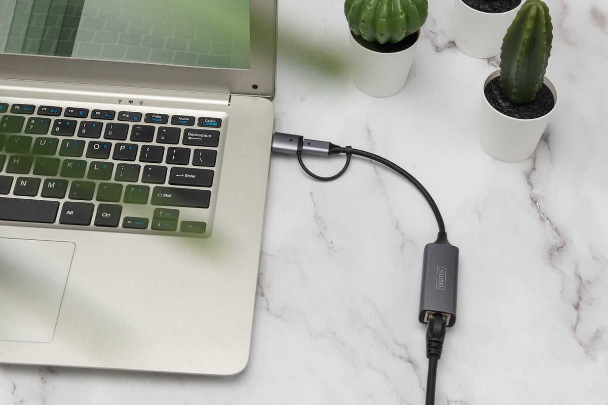 Adaptor de rețea cu fir USB 3.1 Tip C + USB A la 1x RJ45 2.5 Gigabit Ethernet 10/100/1000/2500Mbps