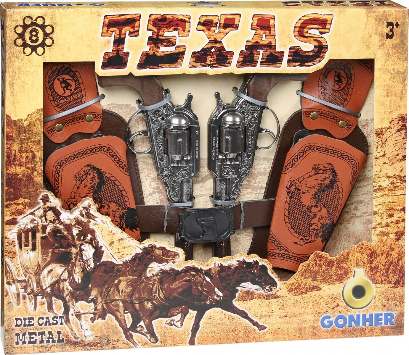 Set de 2 revolvere Cowboy cu tocuri Gonher