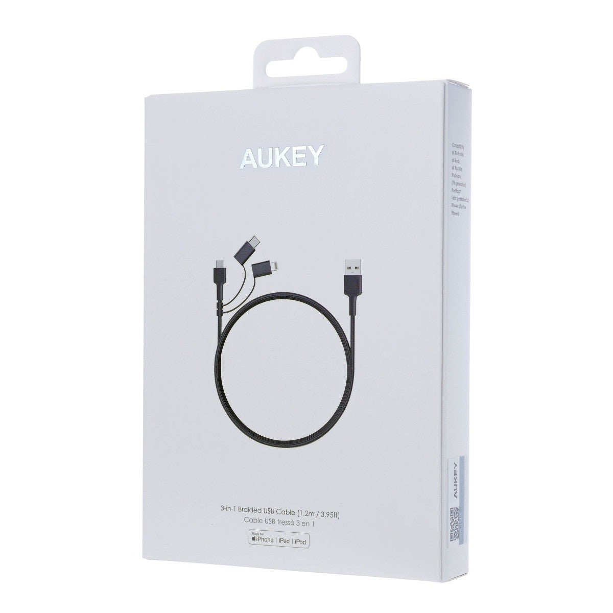 Cablu micro USB CB-BAL5 3 în 1 | USB-C | Lightning | împletitură de nailon 1,2 m, negru