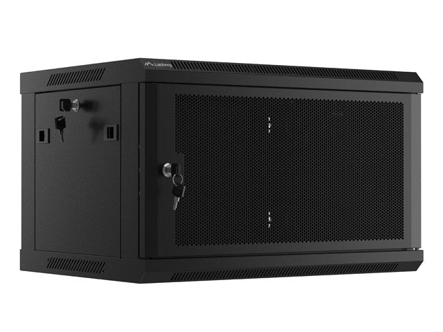 Dulap de perete 19 inch 6U 600x450 uși perforate (pachet plat) negru