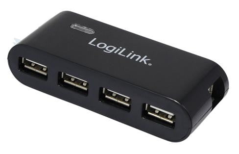 Hub USB 2.0 cu 4 porturi și sursă de alimentare, negru