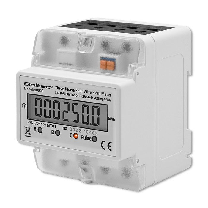 Contor electronic trifazat | Contor de energie pe șină DIN | 400V | LCD | 4P