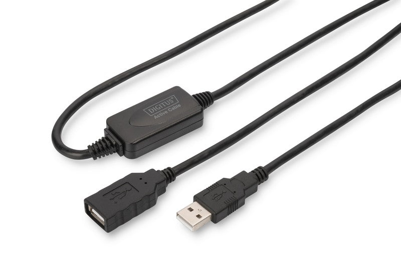 Cablu prelungitor USB 2.0 de mare viteză Tip USB A/USB A M/F activ, negru 15m