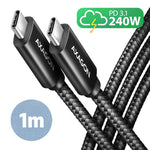 BUCM2-CM10AB USB-C - Cablu USB-C, 1.0m încărcare 5A, ALU, 240W PD, împletit, USB2.0, negru