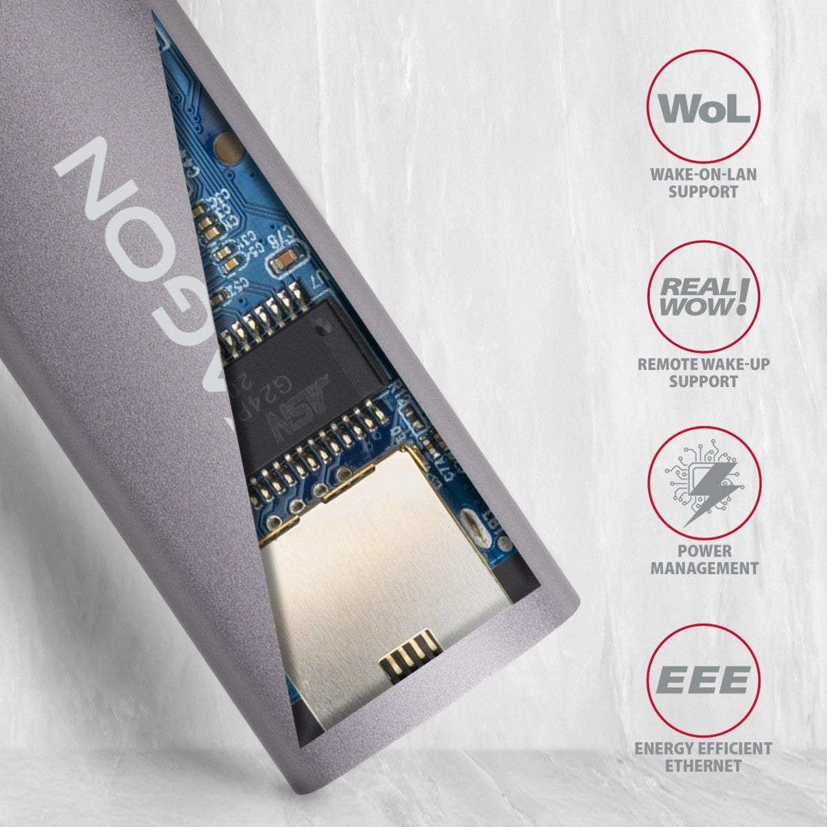 Adaptor Gigabit Ethernet ADE-TR, USB-A 3.2 Gen 1, Instalare automată, Metal, Gri titan