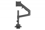 Braț de birou simplu cu clemă și arc cu gaz 1x LCD max. 57" 27kg, VESA: 75x75, 100x100, negru