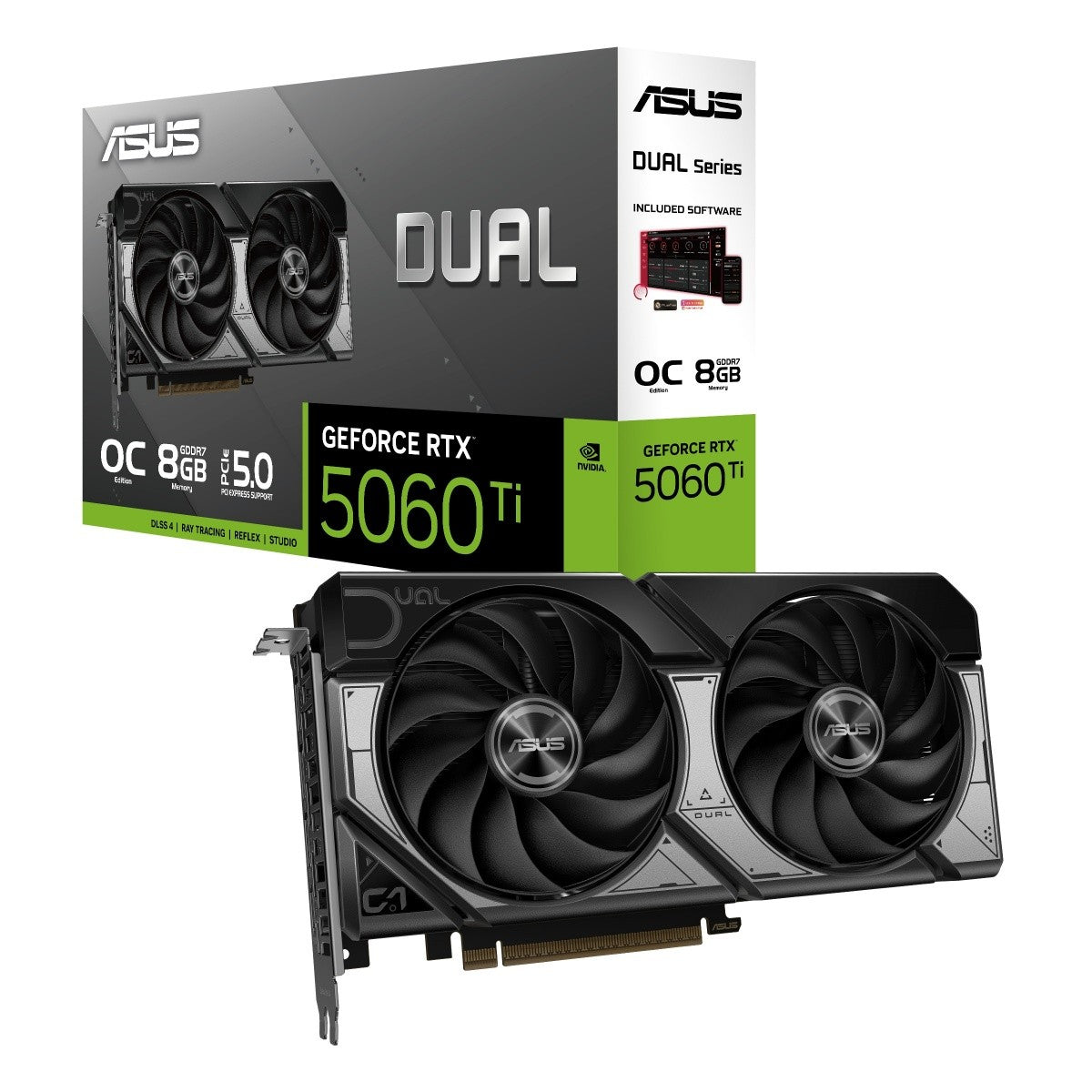 Placă grafică GeForce RTX 5060 Ti Dual OC, 8 GB GDDR7, 128 biți, 3DP/HDMI