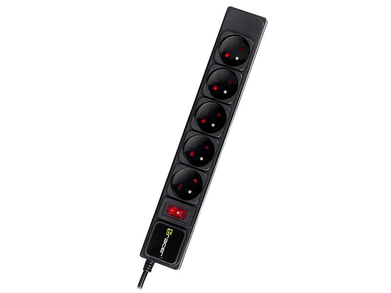 Prelungitor de prize PowerGear 5m negru cu 5 prize