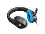 Căști de gaming Phantom cu iluminare din spate neagră și albastră