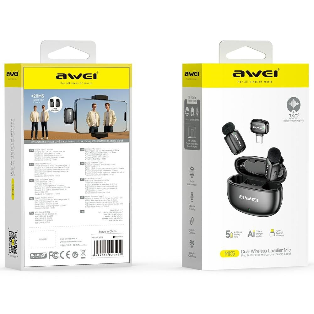 Microfon Lavalier MK5 Duo Ai-Voice Negru