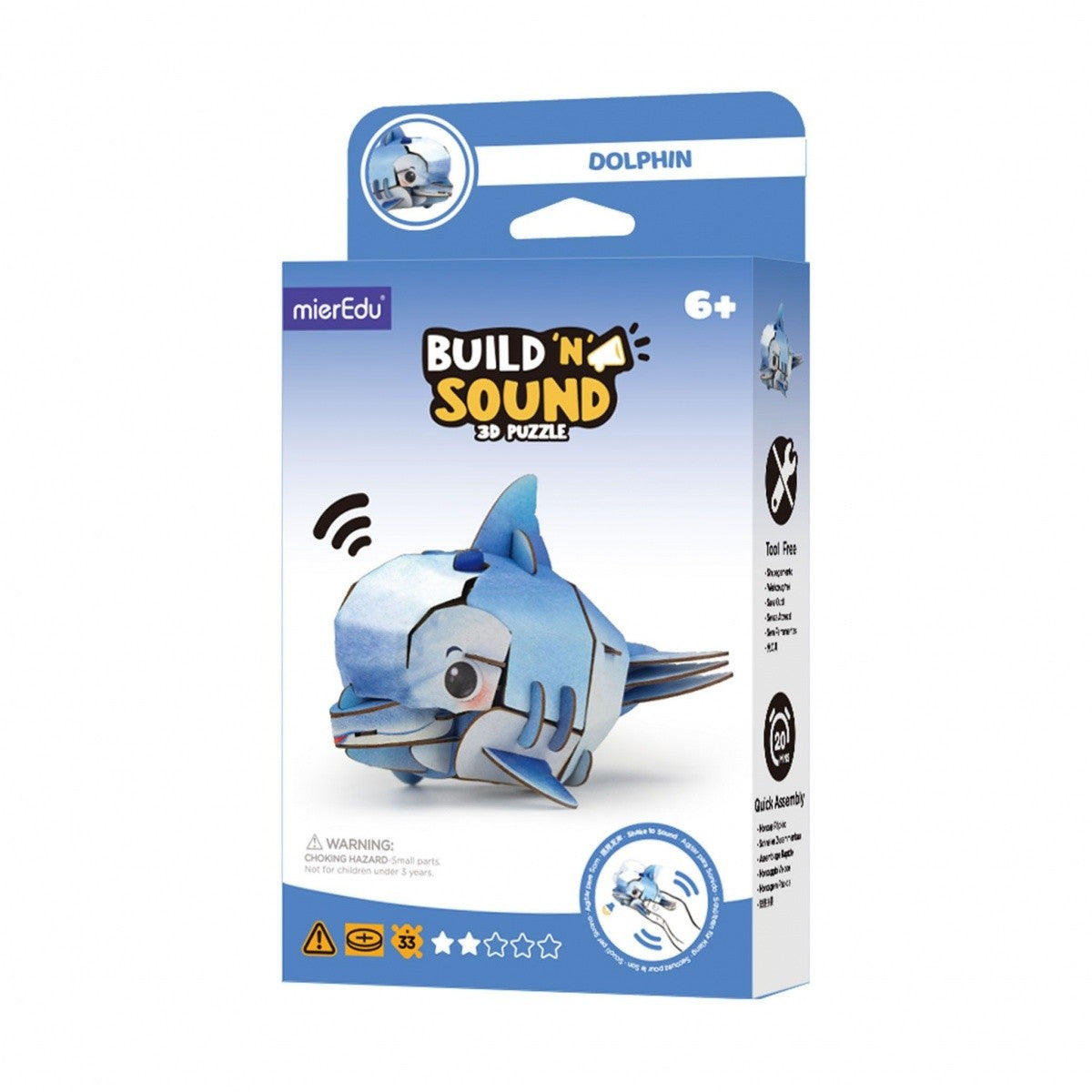 MierEdu Puzzle 3D Construiește și Ascultă - Delfin