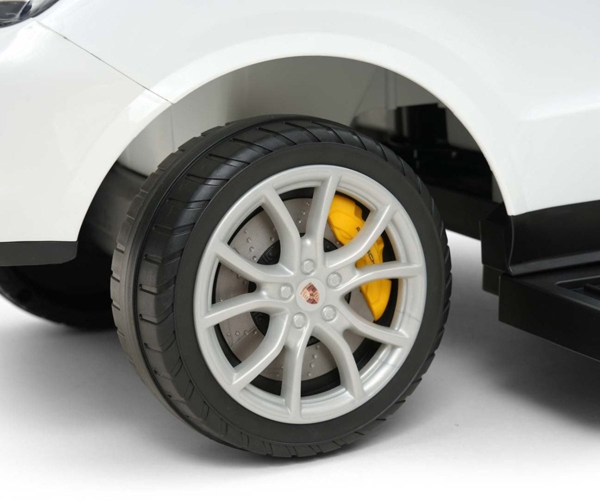 Mașinuță Porsche Cayenne albă cu mâner