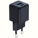 Încărcător de perete Hyper GaN 20W 1xUSB-A 1xUSB-C PD QC4+ Negru