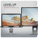 Suport laptop din aluminiu STND-LR 10-17,3 inci, unghiuri de înclinare reglabile, rotație la 360 de grade, gri