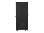 Dulap rack negru de podea 19" 27U 600x600, ușă LCD din sticlă (pachet complet)