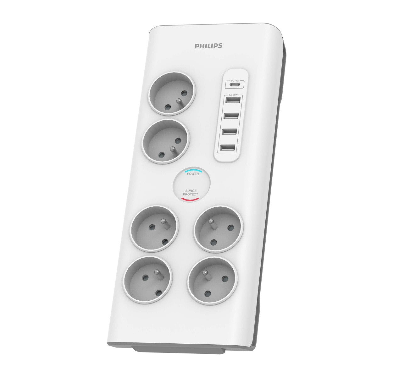 Bandă de protecție la supratensiune 6 prize AC Fr 40W, 2 m