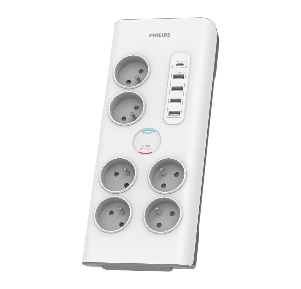 Bandă de protecție la supratensiune 6 prize AC Fr 40W, 2 m
