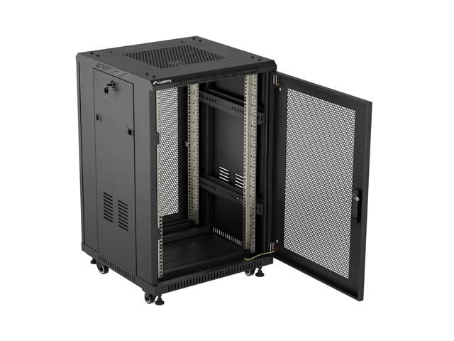 Dulap rack de podea de 19 inch, 18U, 600x800, cu uși perforate (pachet detașat), negru