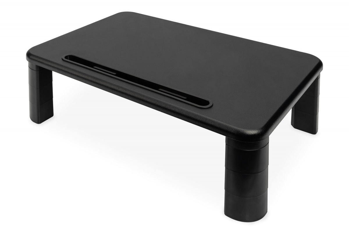 Suport de monitor reglabil cu blat din lemn până la 10 kg, negru