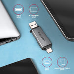 Cititor de carduri extern CRE-DAC USB 3.2 Gen 1 Tip-C + Tip-A SD/microSD