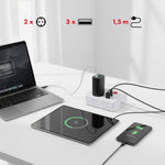 Prelungitor cu 2 prize MCE387 W 3xUSB, 110-240V AC 50/60Hz, 2.1A max 2500W, 1.5m, alb